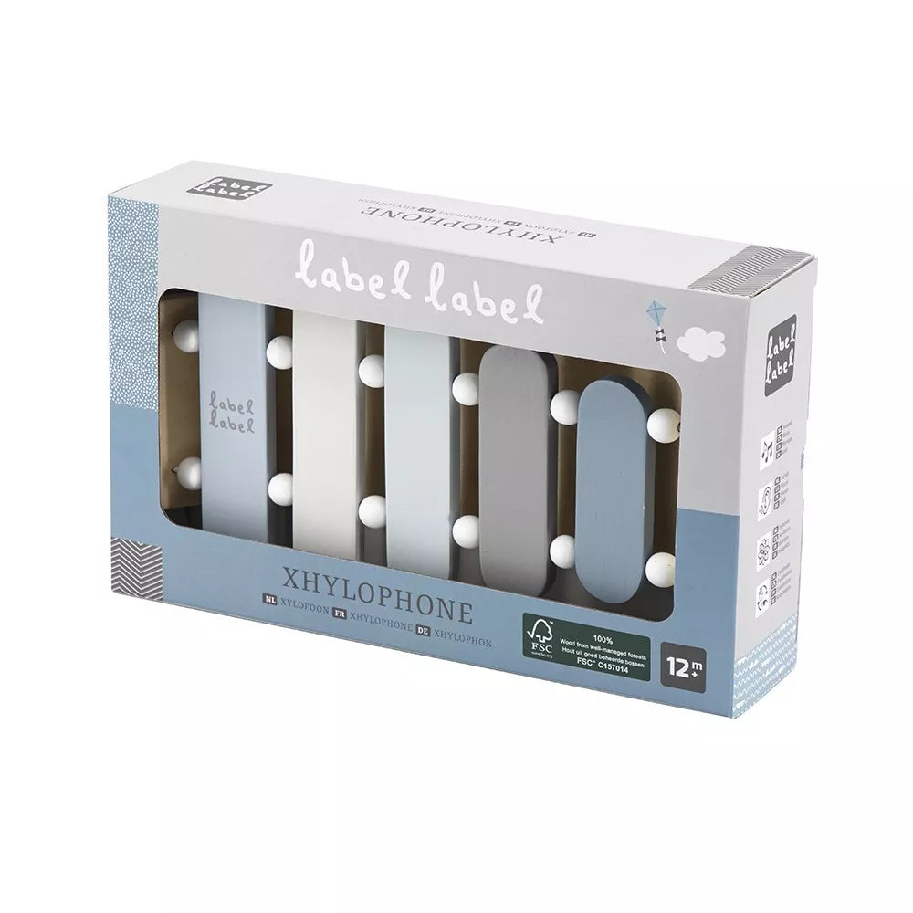 Confezione dello Xilofono in Legno Label Label blu
