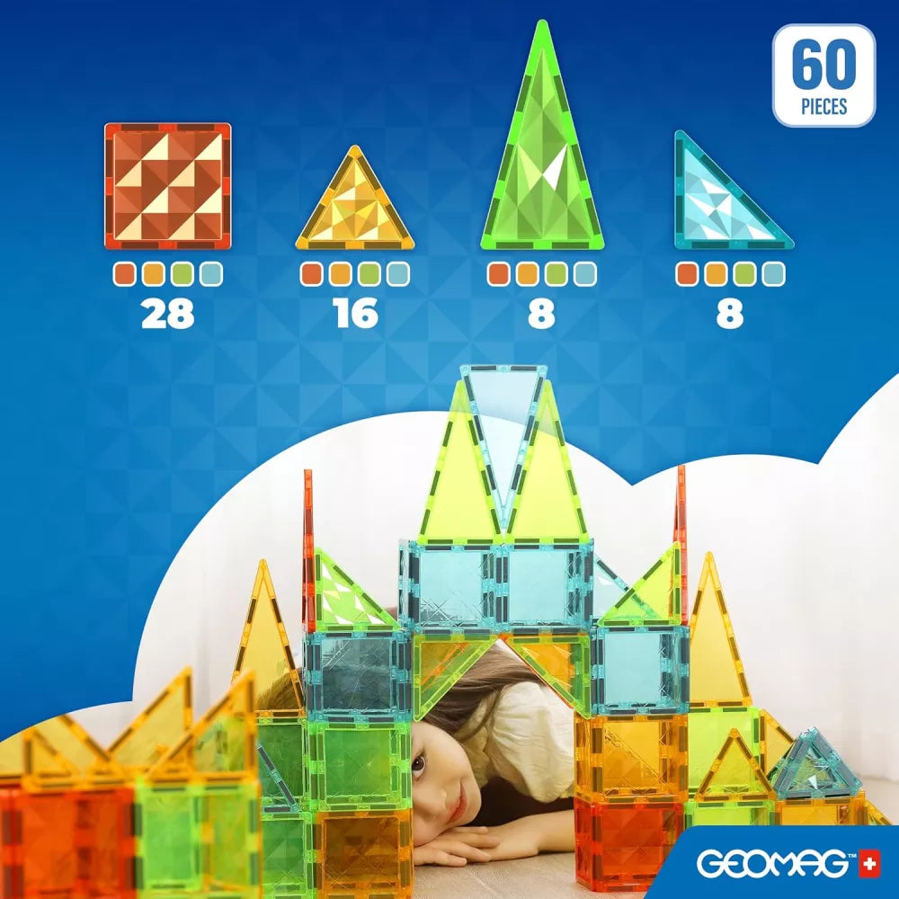 Contenuto del Set 60 Tessere Magnetic Tiles Geomag