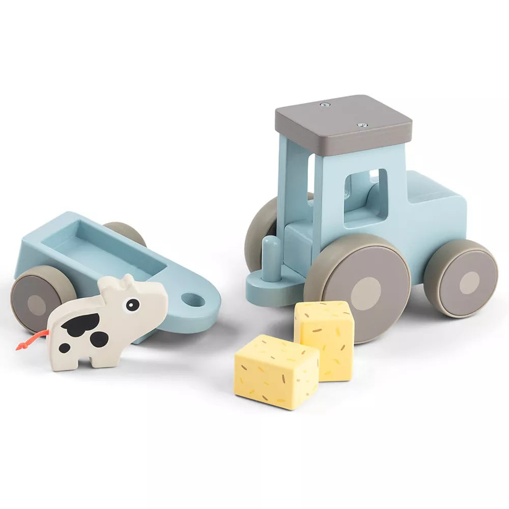 Trattore in Legno Done by Deer con rimorchio scollegato