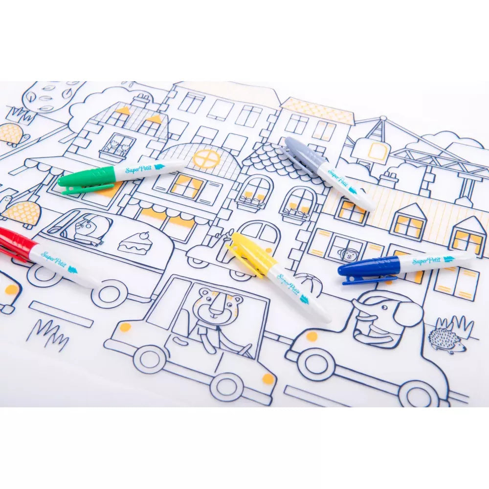 Tovaglietta da Colorare Moulin Roty Les Popipop con pennarelli