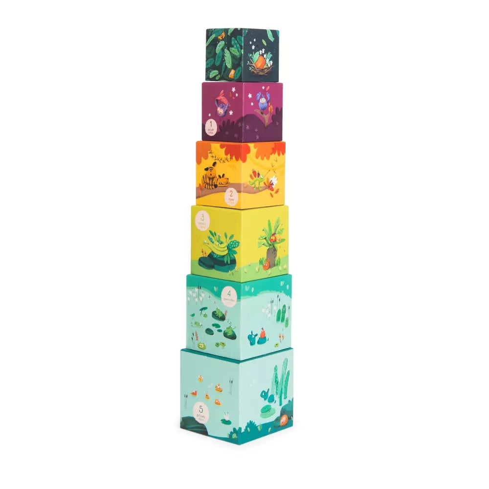 Torre di Cubi Impilabili Moulin Roty Dans la Jungle