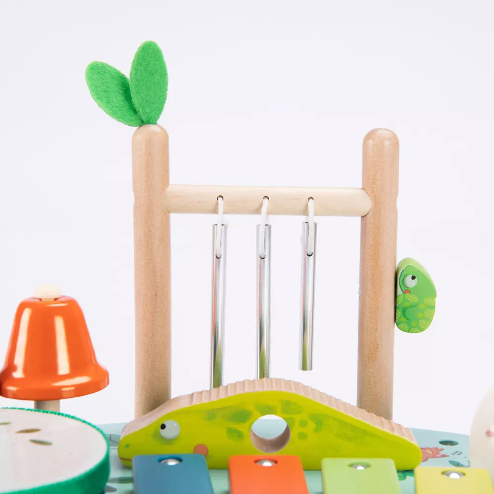 Tavolo Musicale Multiattività Moulin Roty Dans la Jungle dettaglio parte posteriore