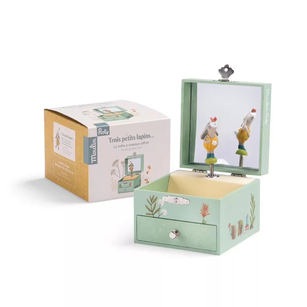 Carillon Portagioie Moulin Roty Trois Petits Lapins con confezione