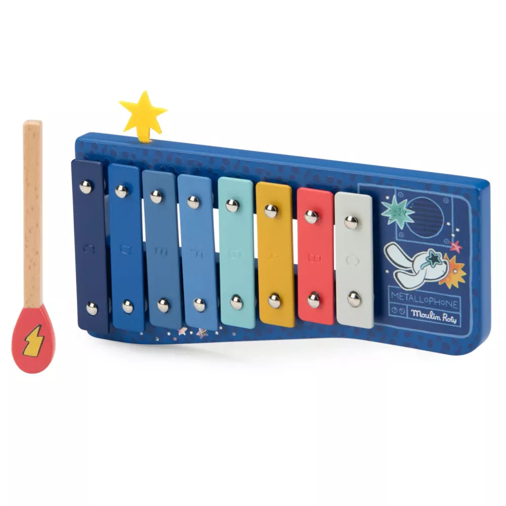Xilofono Moulin Roty Puce & Pilou con bacchetta