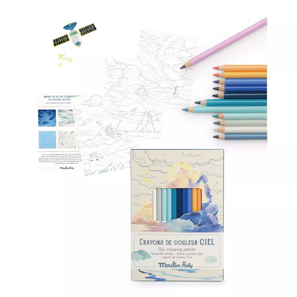 Esempio Set 12 Matite Colorate e Schede Moulin Roty Cielo