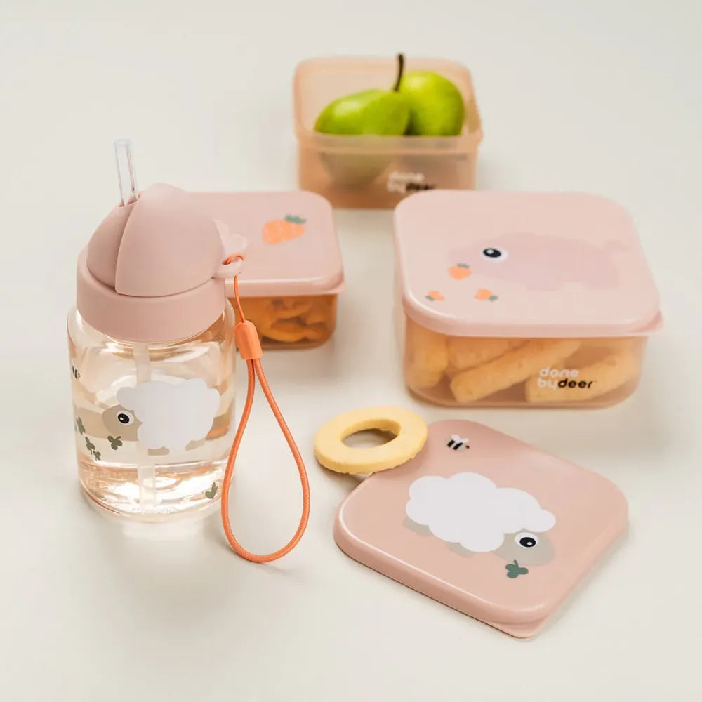 Borraccia con Cannuccia Tiny Farm Done by Deer Cipria con porta pranzo abbinato