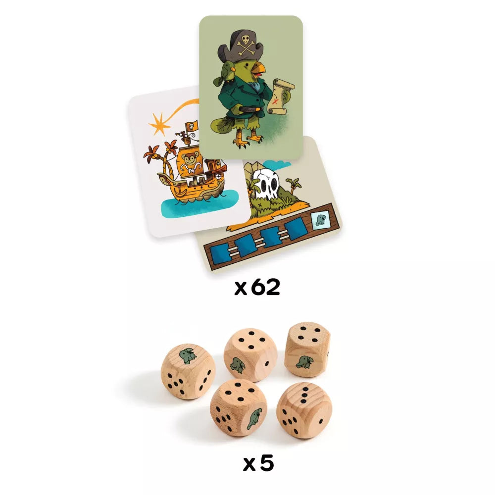 Gioco di Dadi Pirates 'n' Dice Djeco contenuto della scatola