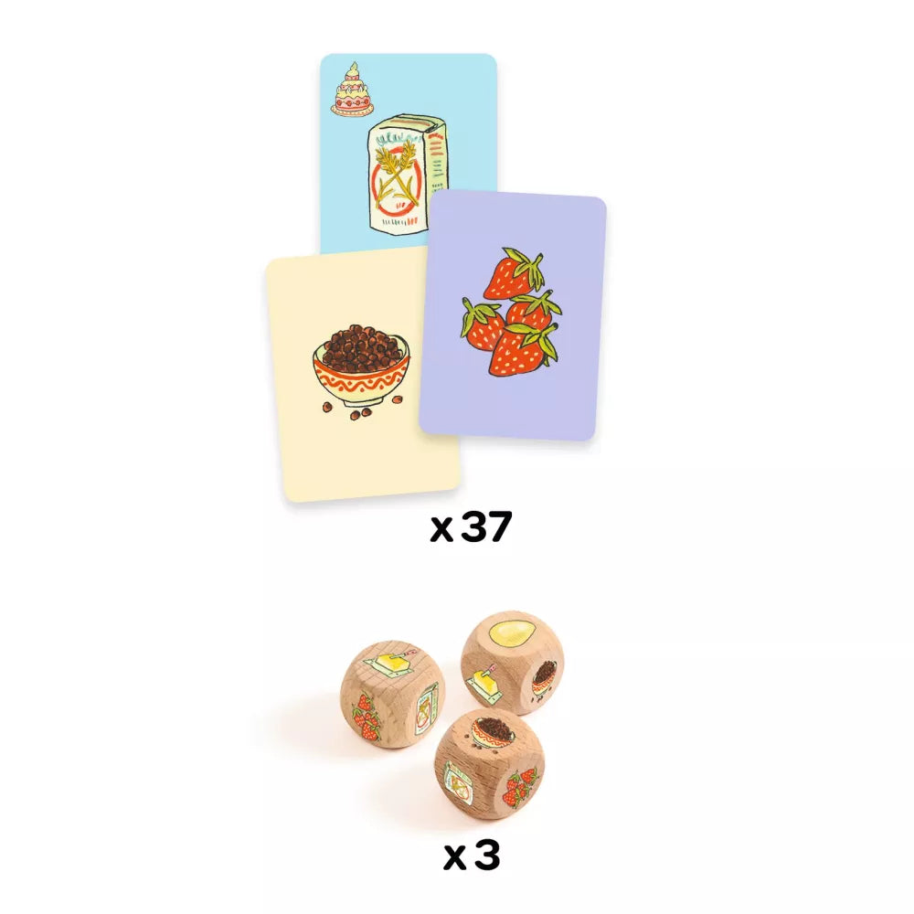 Carte e dadi del Gioco di Dadi Sugar Cake Djeco