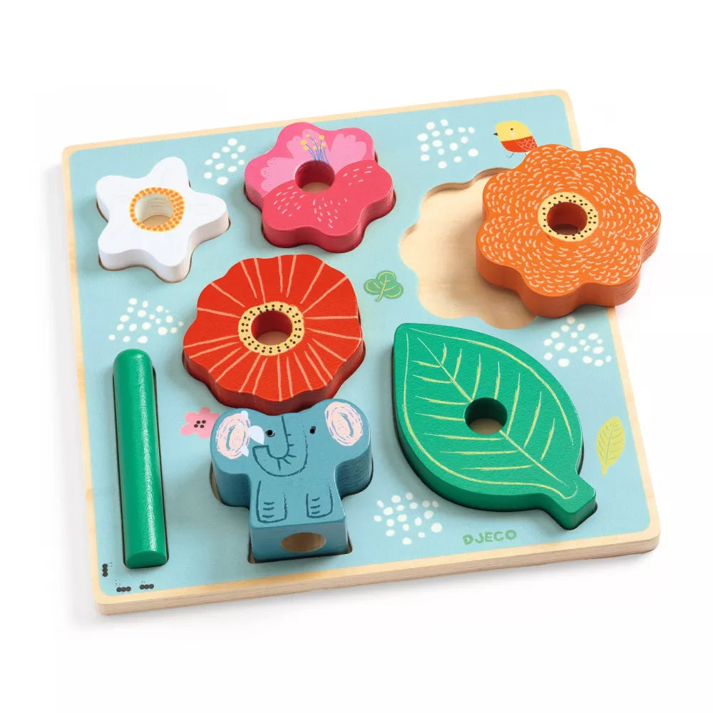 Puzzle e Impilabile in Legno Puzz&Stack Happy Djeco