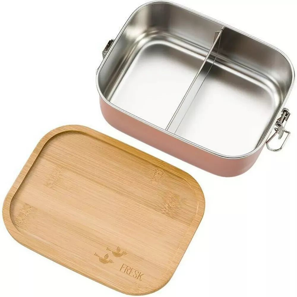 Porta Pranzo in Acciaio Fresk Rosa Aperto