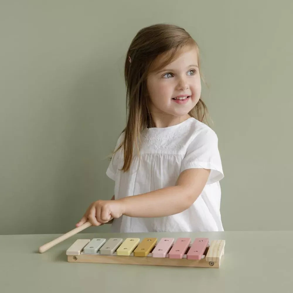 Bambina gioca con lo Xilofono Rosa Little Dutch
