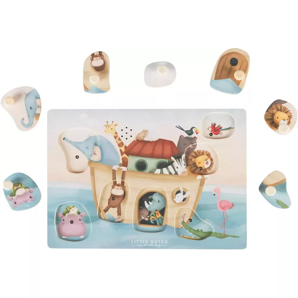 Puzzle Sonoro Arca di Noè Little Dutch con tutti i pezzi sollevati