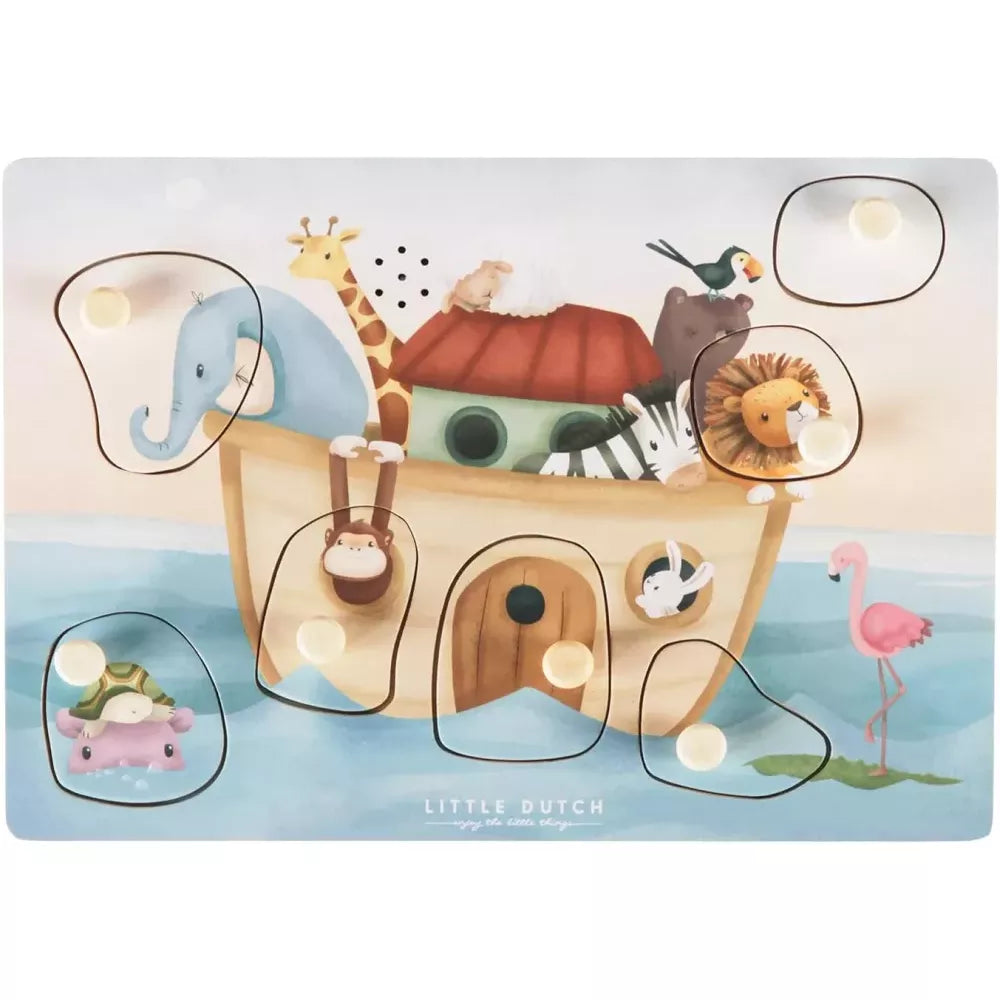 Puzzle Sonoro Arca di Noè Little Dutch con tutti i pezzi inseriti