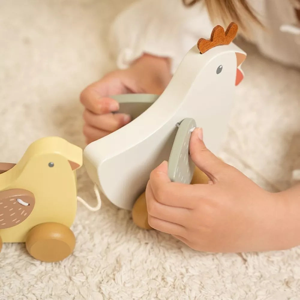 Dettaglio delle Galline Trainabili in Legno Little Dutch