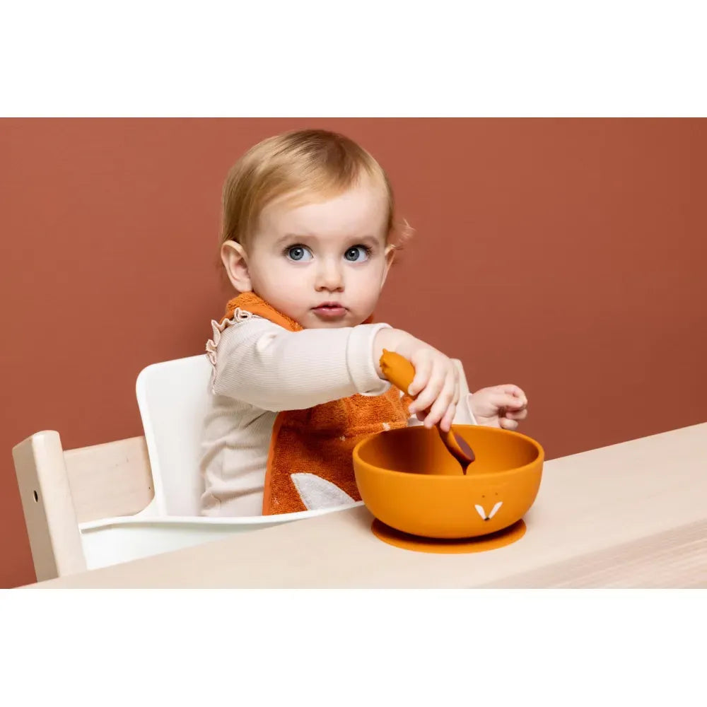 Set Cucchiai d'Apprendimento Trixie Mr. Fox con Bambina a tavola