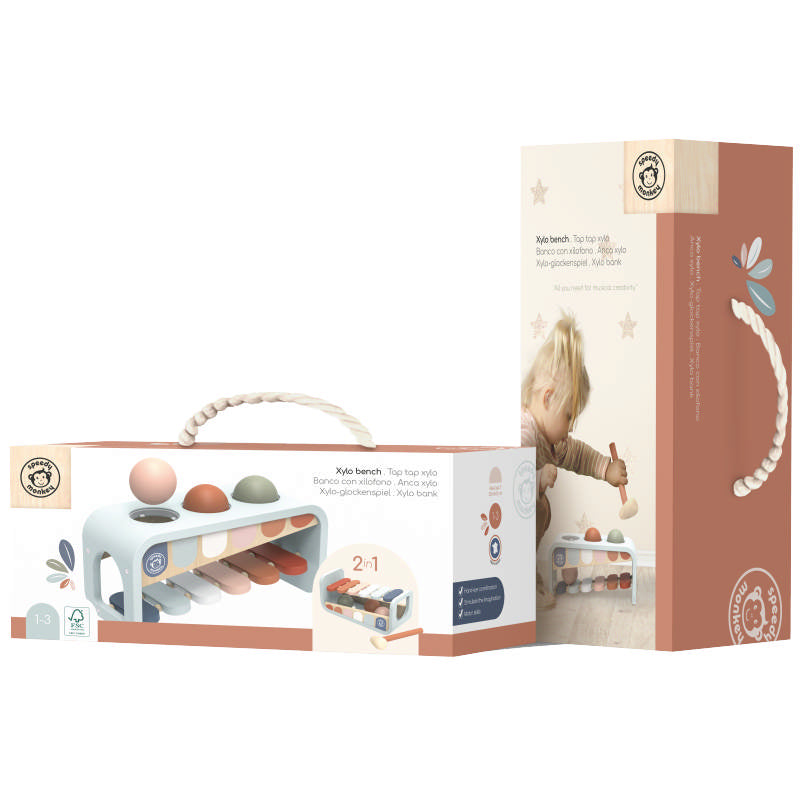 Xilofono 2 in 1 in Legno Speedy Monkey Confezione